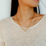 Baroque Pearl Toggle Necklace | Minimal Gold Chain Statement Piece - floysun