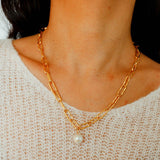 Baroque Pearl Toggle Necklace | Minimal Gold Chain Statement Piece - floysun