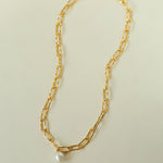 Baroque Pearl Toggle Necklace | Minimal Gold Chain Statement Piece - floysun
