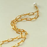 Baroque Pearl Toggle Necklace | Minimal Gold Chain Statement Piece - floysun