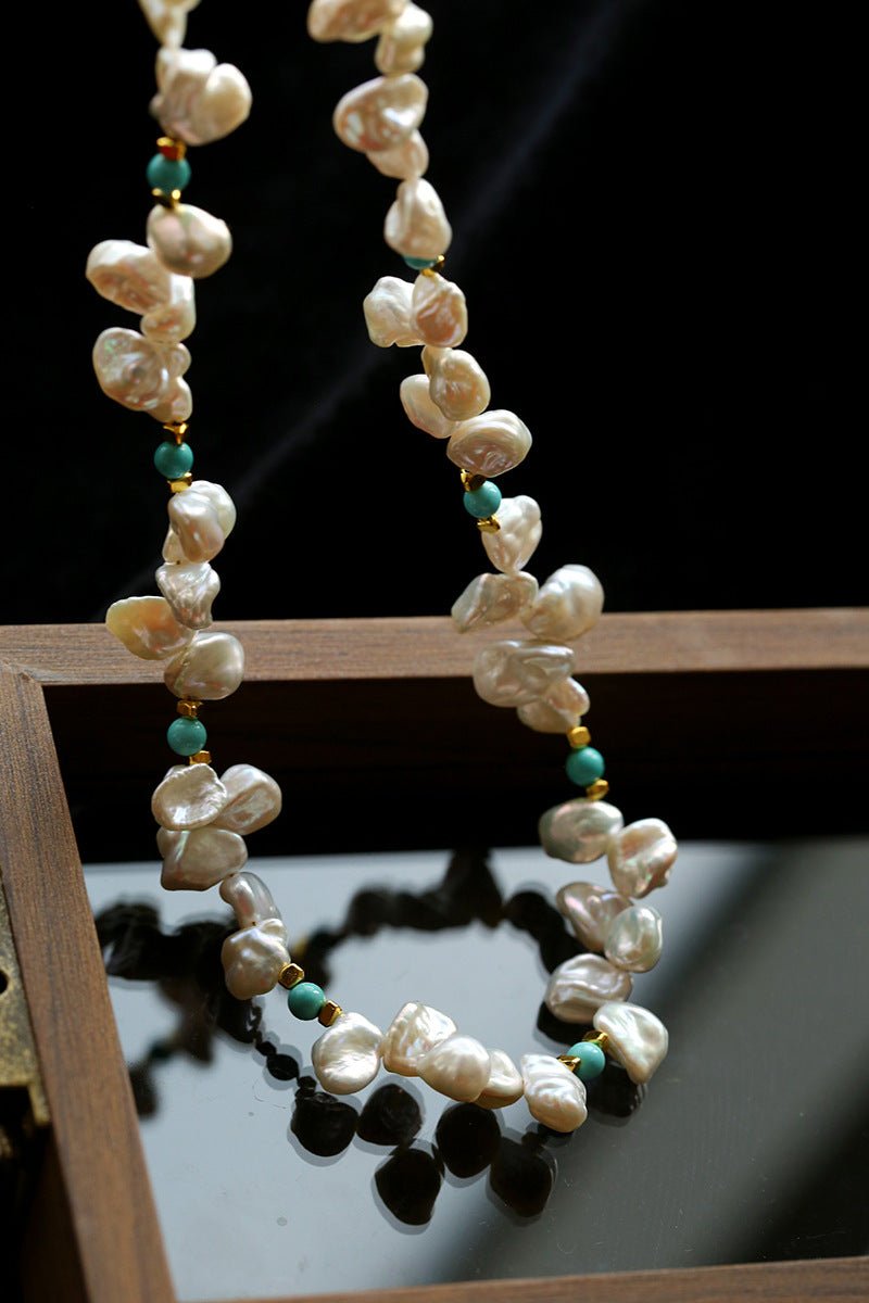 Baroque Pearl & Turquoise Necklace - floysun