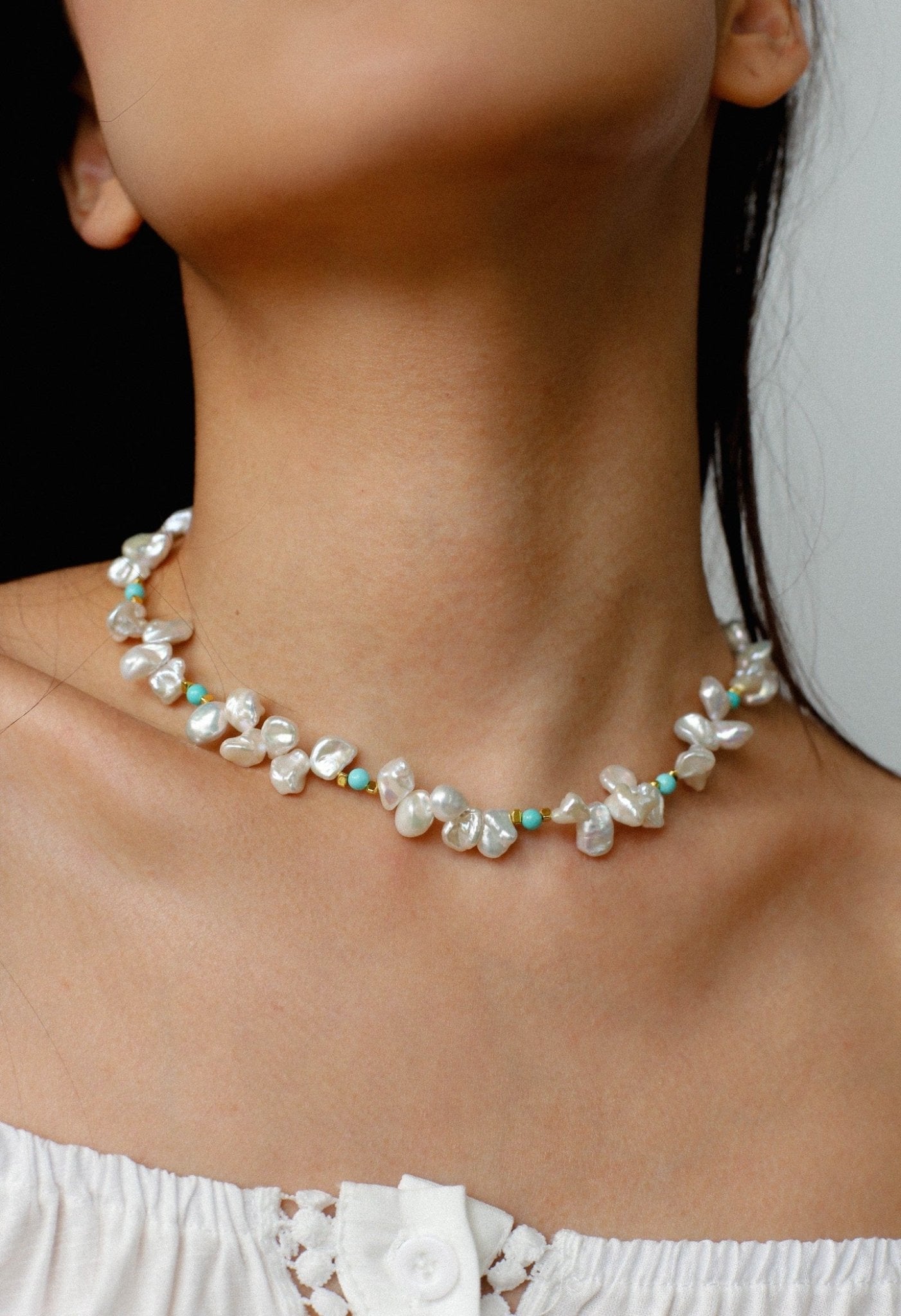 Baroque Pearl & Turquoise Necklace - floysun