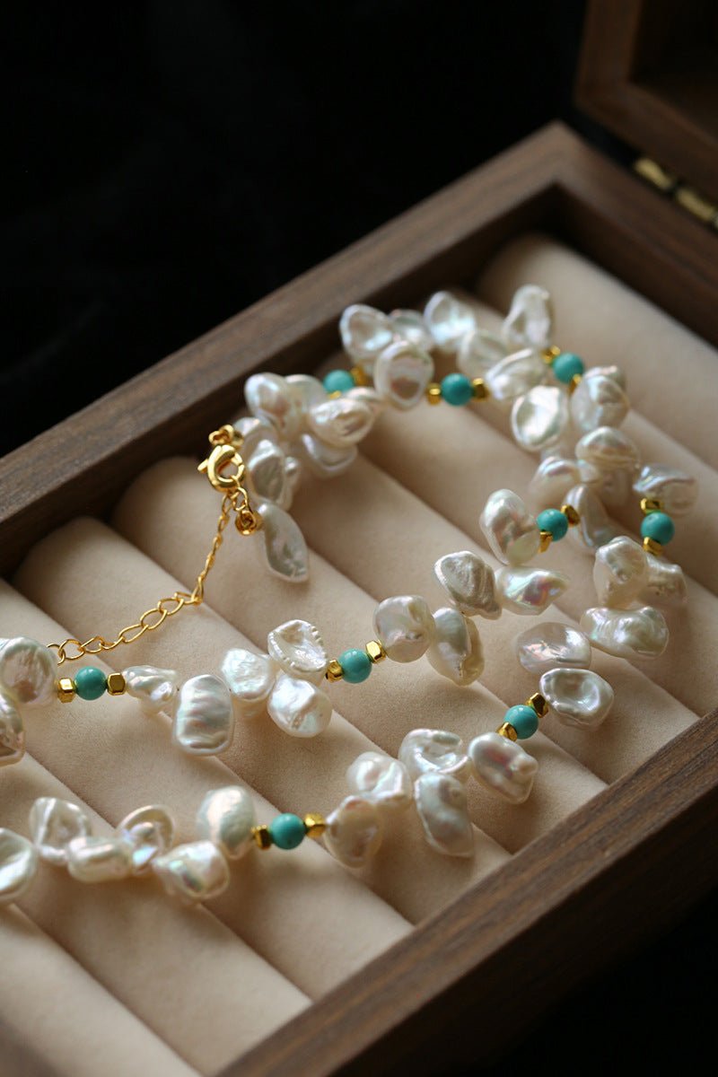 Baroque Pearl & Turquoise Necklace - floysun