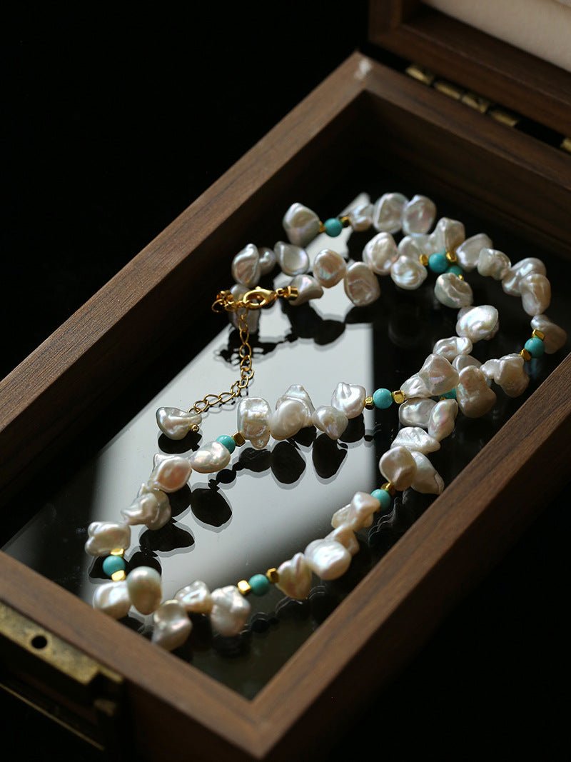 Baroque Pearl & Turquoise Necklace - floysun