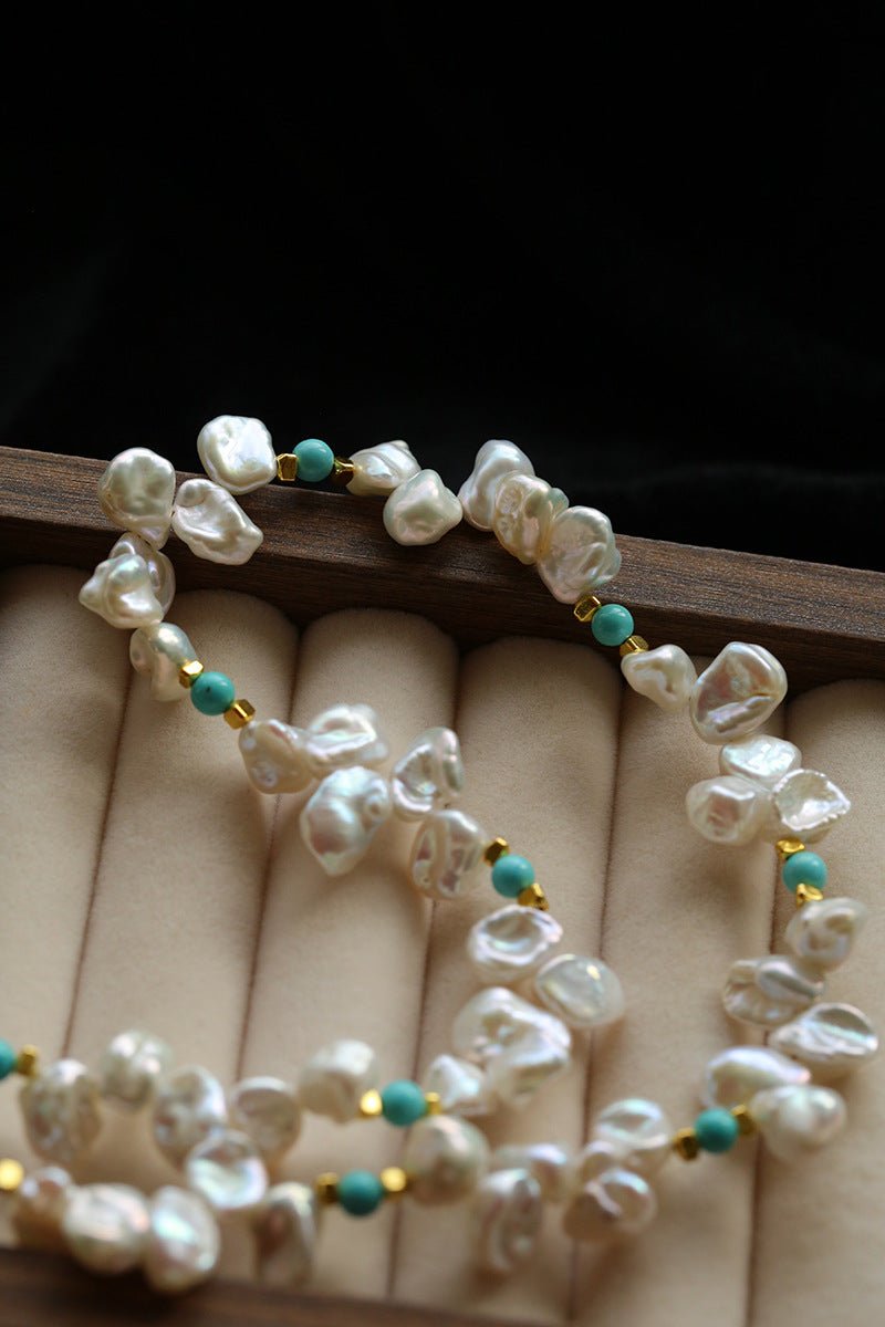 Baroque Pearl & Turquoise Necklace - floysun