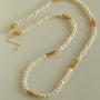 Baroque Pearl Twisted Metal Chain Necklace - Long - floysun