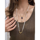 Baroque Pearl Twisted Metal Chain Necklace - Long - floysun