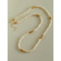 Baroque Pearl Twisted Metal Chain Necklace - Long - floysun