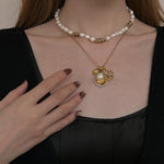 Baroque Pearl Twisted Metal Chain Necklace - Short - floysun