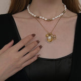 Baroque Pearl Twisted Metal Chain Necklace - Short - floysun