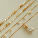 Baroque Pearl Twisted Metal Chain Necklace - Short - floysun