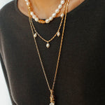 Baroque Pearl Twisted Metal Chain Necklace - Short - floysun