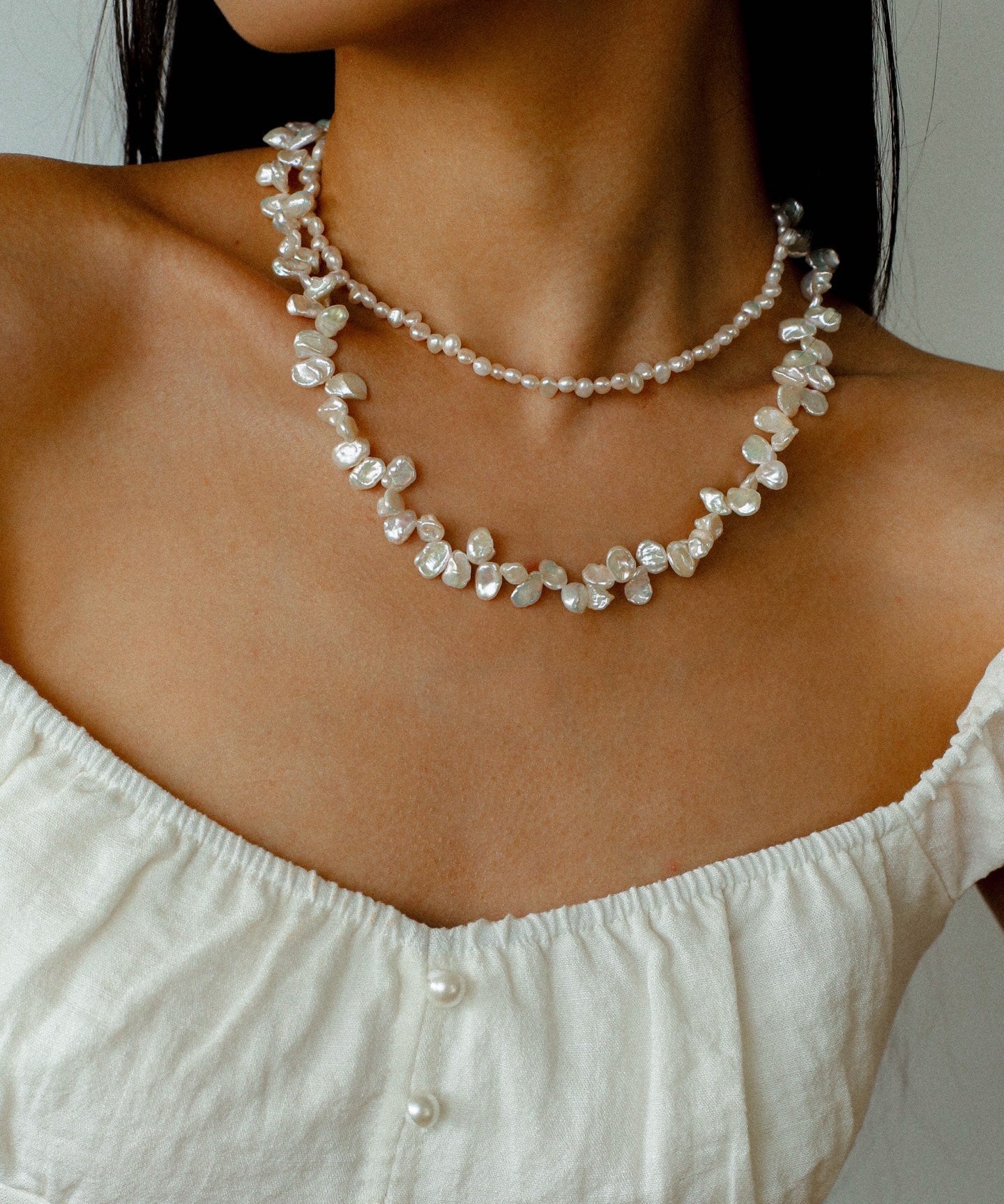 Baroque & Petal Pearl Long Necklace - floysun