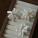 Baroque Toothpick Pearl Flower Statement Earrings - floysun