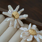 Baroque Toothpick Pearl Flower Statement Earrings - floysun