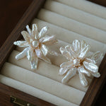 Baroque Toothpick Pearl Flower Statement Earrings - floysun