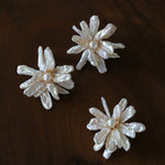 Baroque Toothpick Pearl Flower Statement Earrings - floysun