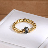 Cubic Zirconia Pavé Barrel Link Band Ring - alternate angle | Floysun