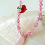 Beating Heart & Fish Beaded Necklace in Soft Pink - floysun