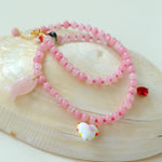 Beating Heart & Fish Beaded Necklace in Soft Pink - floysun