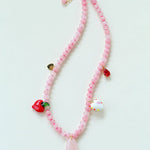 Beating Heart & Fish Beaded Necklace in Soft Pink - floysun
