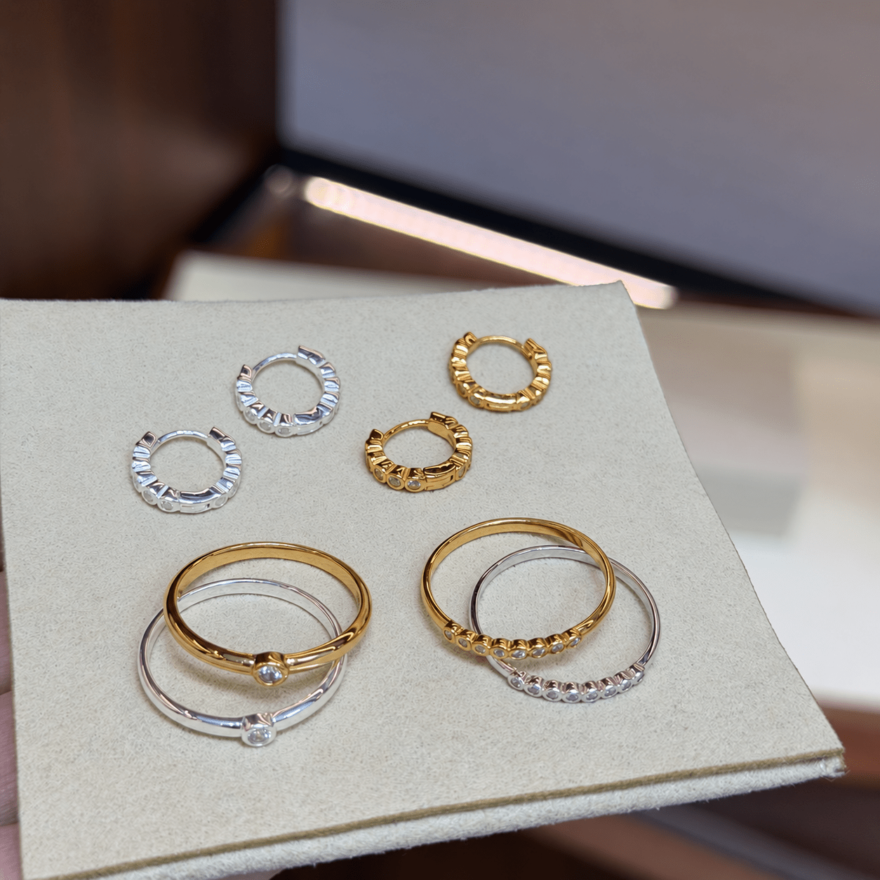 Bezel Cubic Zirconia Half Eternity Ring - floysun