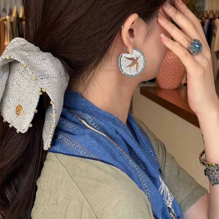 Bird Motif Hoop Earrings - floysun