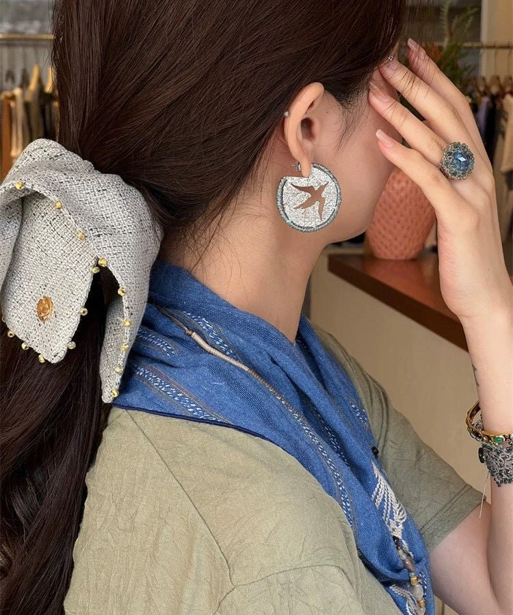 Bird Motif Hoop Earrings - floysun