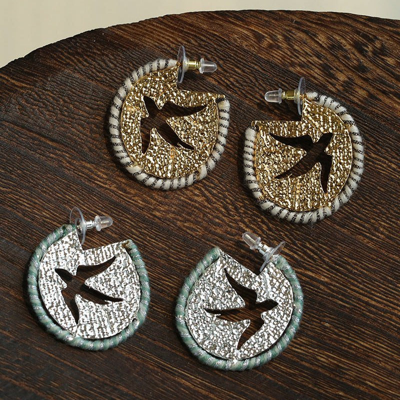 Bird Motif Hoop Earrings - floysun