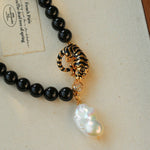 Black Agate Baroque Pearl Necklace - floysun