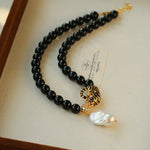 Black Agate Baroque Pearl Necklace - floysun