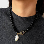 Black Agate Baroque Pearl Necklace - floysun