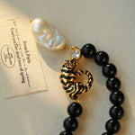 Black Agate Baroque Pearl Necklace - floysun