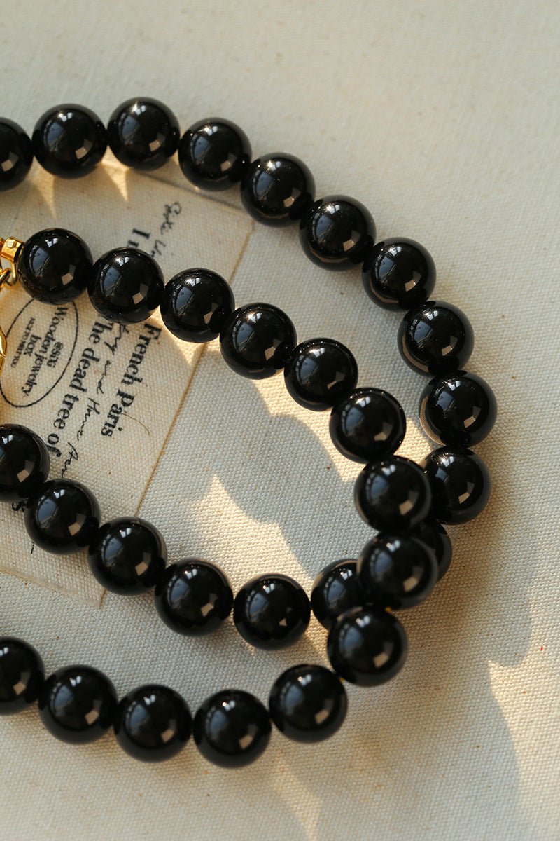 Black Agate Baroque Pearl Necklace - floysun