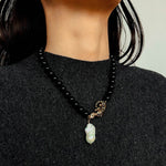 Black Agate Baroque Pearl Necklace - floysun