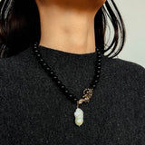 Black Agate Baroque Pearl Necklace - floysun