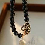 Black Agate Baroque Pearl Necklace - floysun