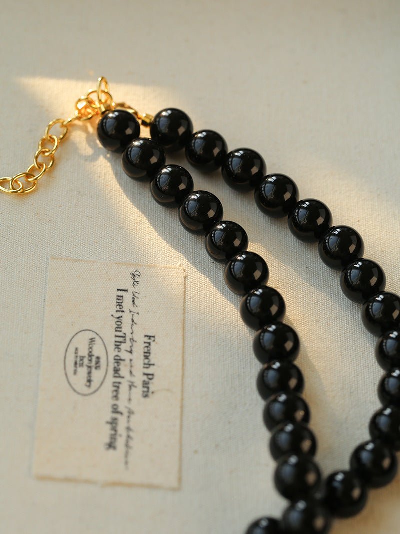 Black Agate Baroque Pearl Necklace - floysun
