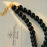 Black Agate Baroque Pearl Necklace - floysun