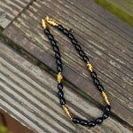 Black Agate Metal Beaded Short Necklace - floysun
