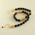 Black Agate Metal Beaded Short Necklace - floysun