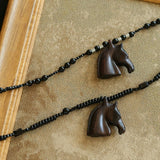 Black Ebony Horse Head Beaded Necklace - floysun