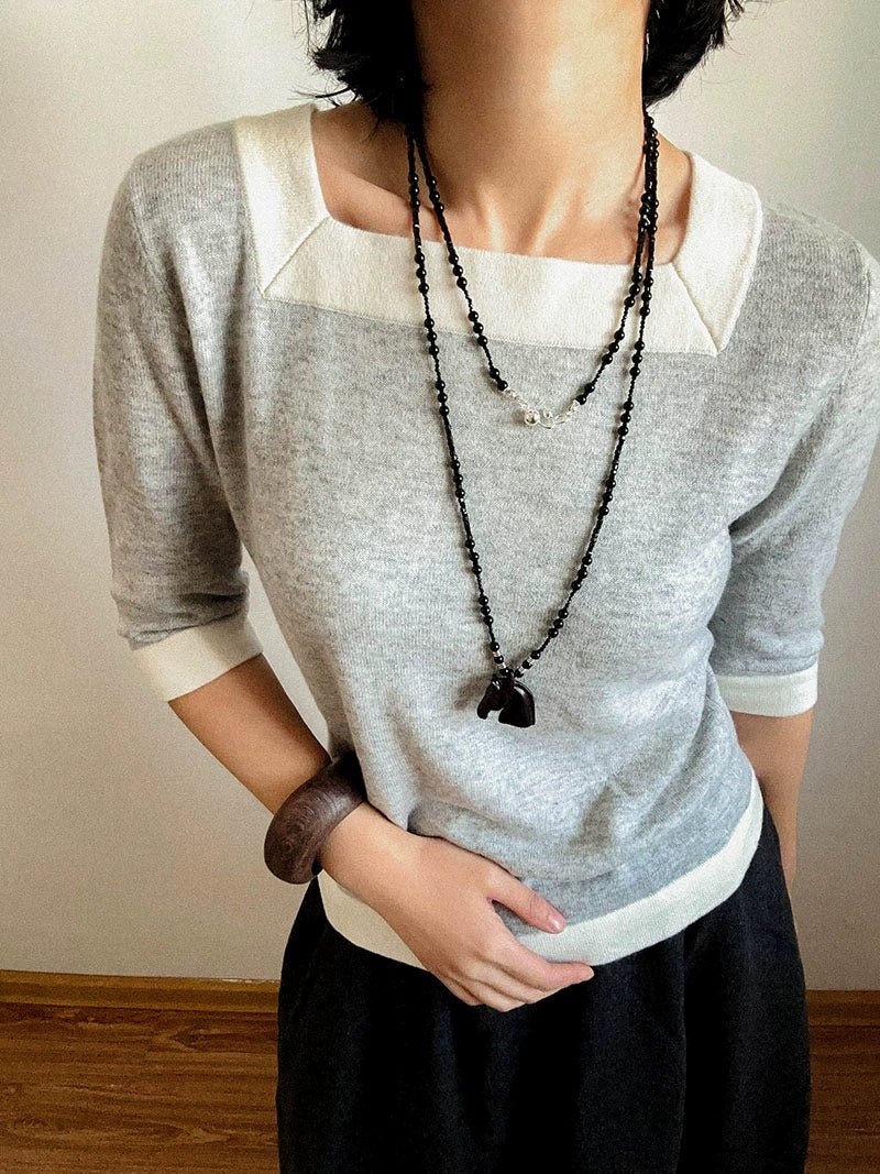 Black Ebony Horse Head Beaded Necklace - floysun