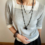 Black Ebony Horse Head Beaded Necklace - floysun