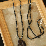 Black Ebony Horse Head Beaded Necklace - floysun