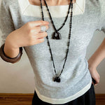 Black Ebony Horse Head Beaded Necklace - floysun
