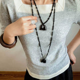 Black Ebony Horse Head Beaded Necklace - floysun