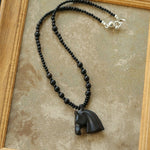 Black Ebony Horse Head Beaded Necklace - floysun