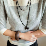 Black Ebony Horse Head Beaded Necklace - floysun