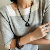 Black Ebony Horse Head Beaded Necklace - floysun